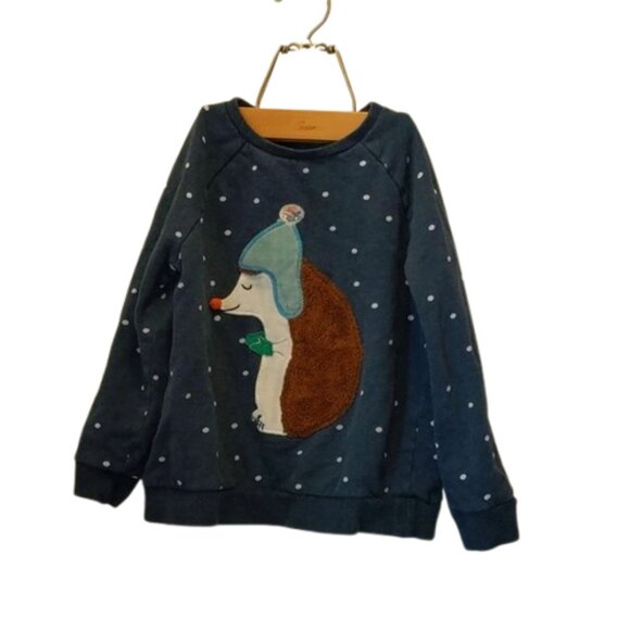 Mini Boden Size 8-9 Years Winter Hedgehog Polka Dot Background Long Sleeve Top - Picture 12 of 12